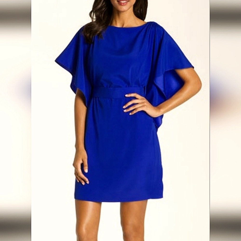 Suzi chin for maggy boutique dress batwing Tunic BLUE SILK size 6 Nordstrom EC